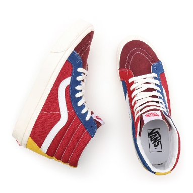 Vans Anaheim Factory Sk8-Hi 38 DX Red Classic Mens Womens - (Anaheim Factory) port/chili/blue/gold VN0A38GF9XP Shoes