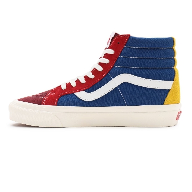 Vans Anaheim Factory Sk8-Hi 38 DX Red Classic Mens Womens - (Anaheim Factory) port/chili/blue/gold VN0A38GF9XP Shoes