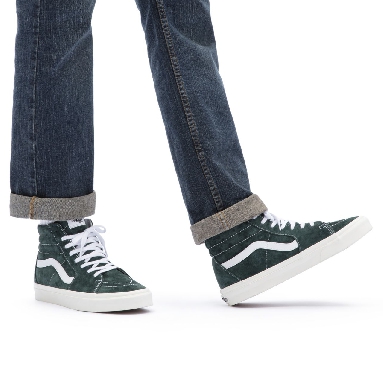 Vans Pig Suede Sk8-Hi Green Classic Mens Womens - (Pig Suede) Jungle Green/Snow White VN0A5JMJ94T Shoes