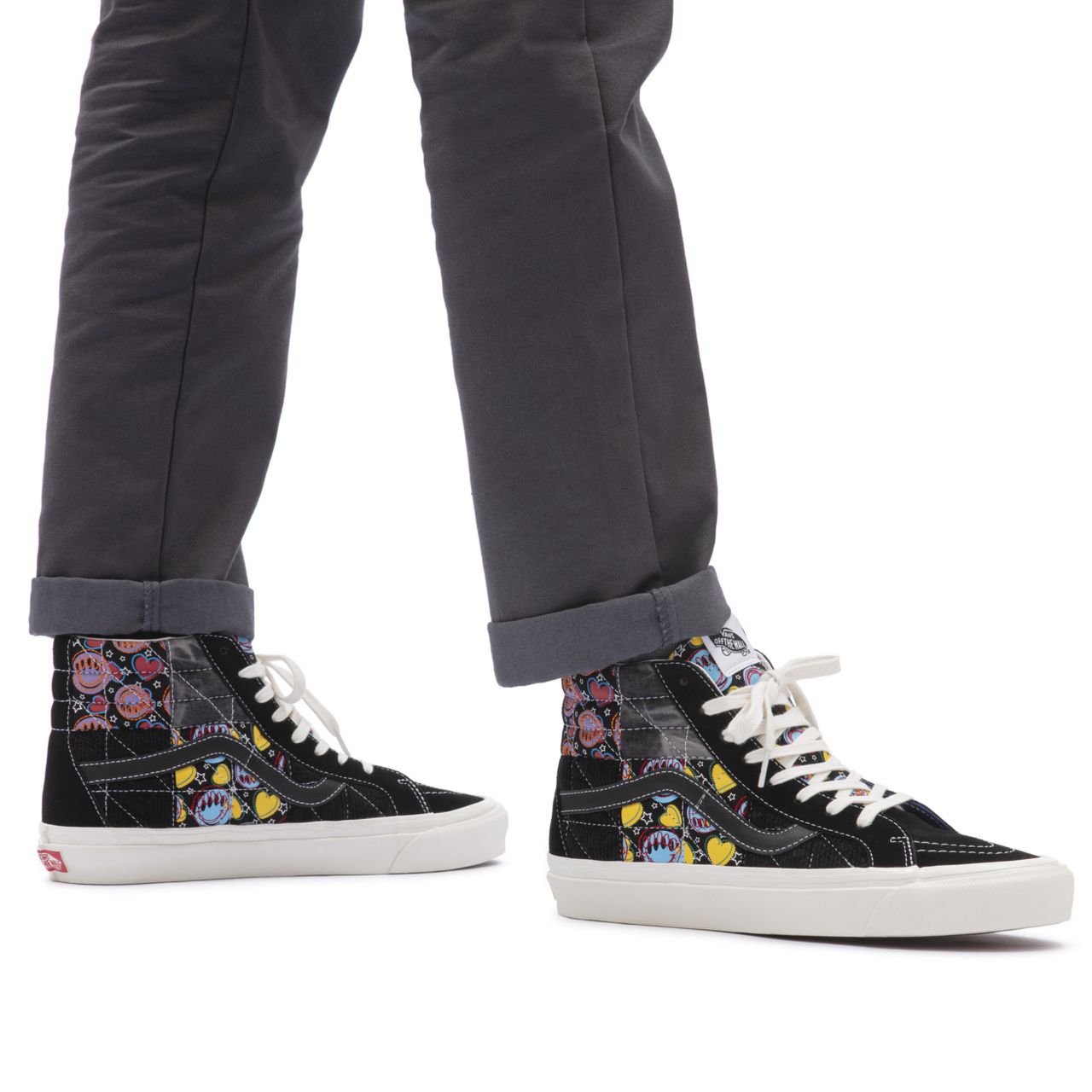 Vans Anaheim Factory Sk8-Hi 38 DX Black Classic Mens Womens - (Anaheim Factory) Positivity Patchwork/Black VN0A54FBA5J Shoes