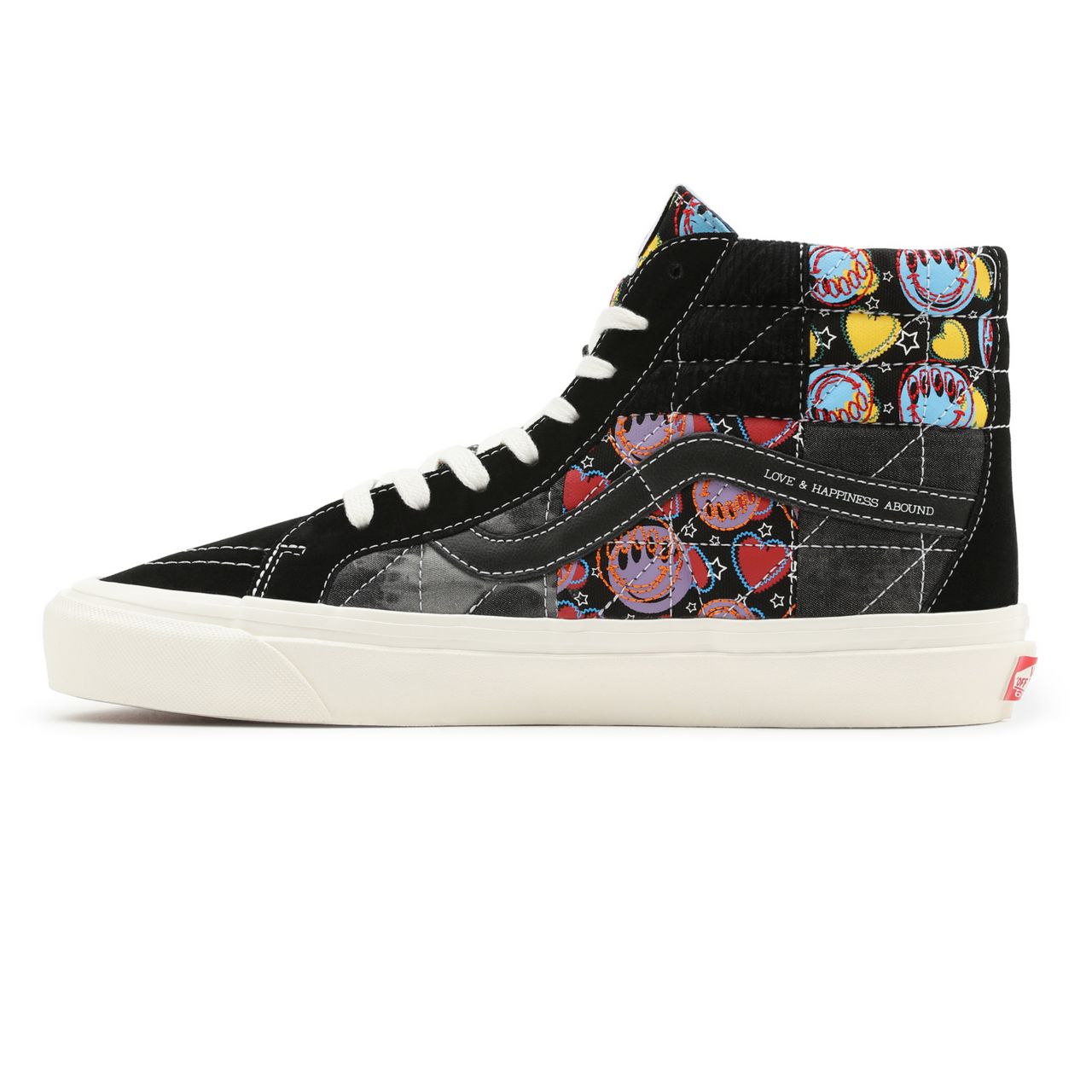 Vans Anaheim Factory Sk8-Hi 38 DX Black Classic Mens Womens - (Anaheim Factory) Positivity Patchwork/Black VN0A54FBA5J Shoes