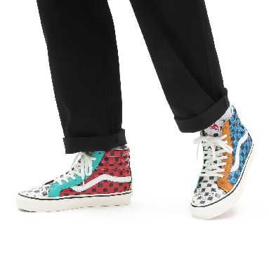 Vans Anaheim Factory Sk8-Hi 38 DX Multicolour Classic Mens Womens - (Anaheim Factory) leather check/multi VN0A38GF9ID Shoes