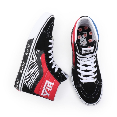 Vans Korean Typography Sk8-Hi Black Classic Mens Womens - (Korean Typography) racing red/true blue VN0A32QG9HW Shoes