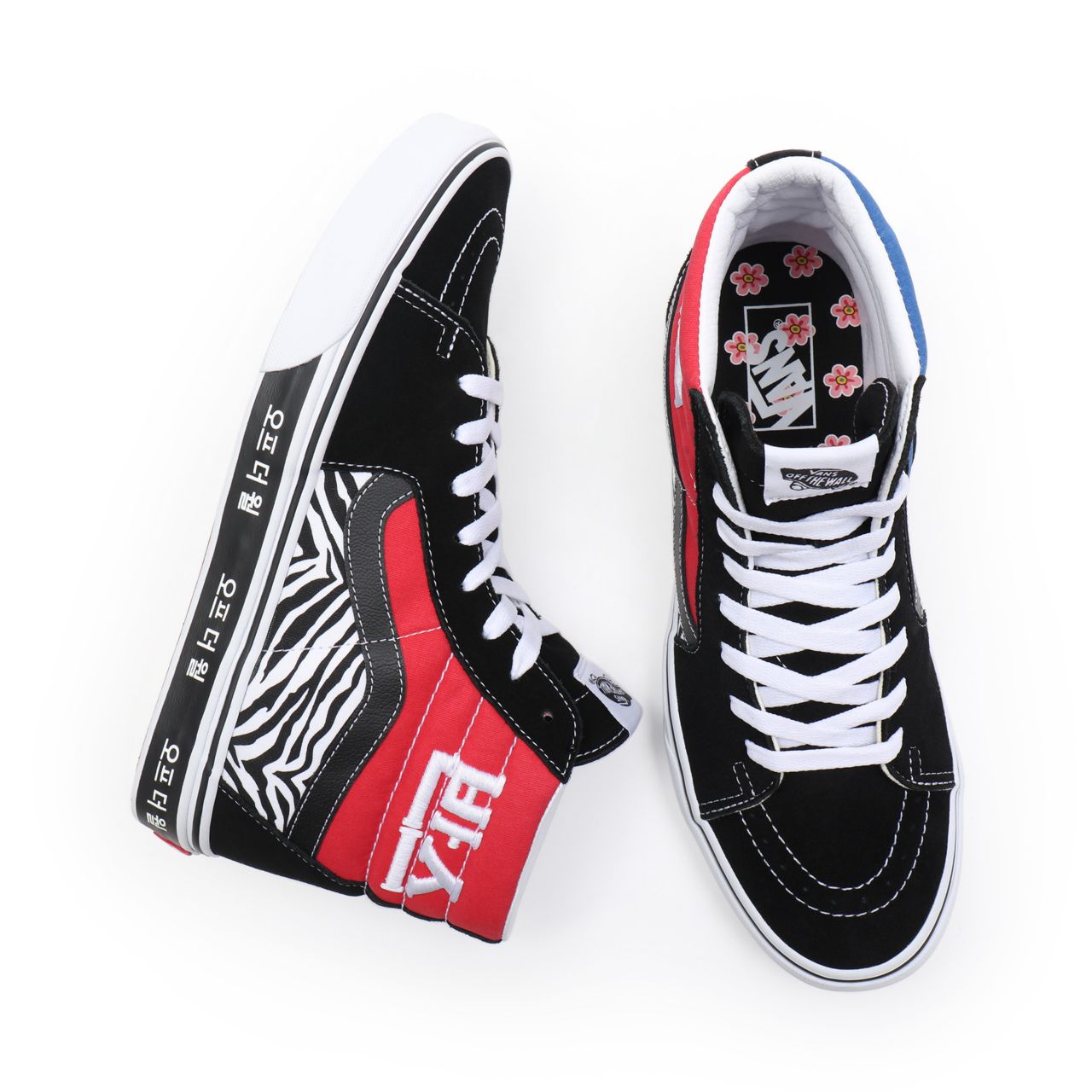 Vans Korean Typography Sk8-Hi Black Classic Mens Womens - (Korean Typography) racing red/true blue VN0A32QG9HW Shoes