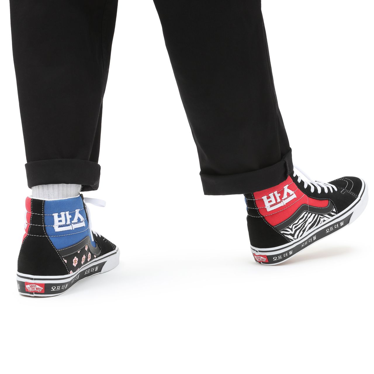 Vans Korean Typography Sk8-Hi Black Classic Mens Womens - (Korean Typography) racing red/true blue VN0A32QG9HW Shoes