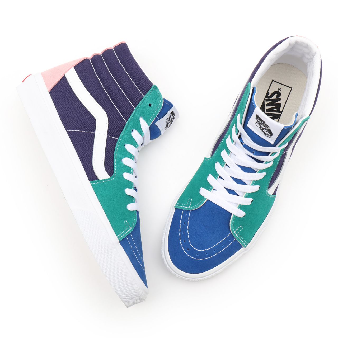 Vans Retro Sport Sk8-Hi Blue Classic Mens Womens - (Retro Court) multi/true white VN0A32QG9EJ Shoes