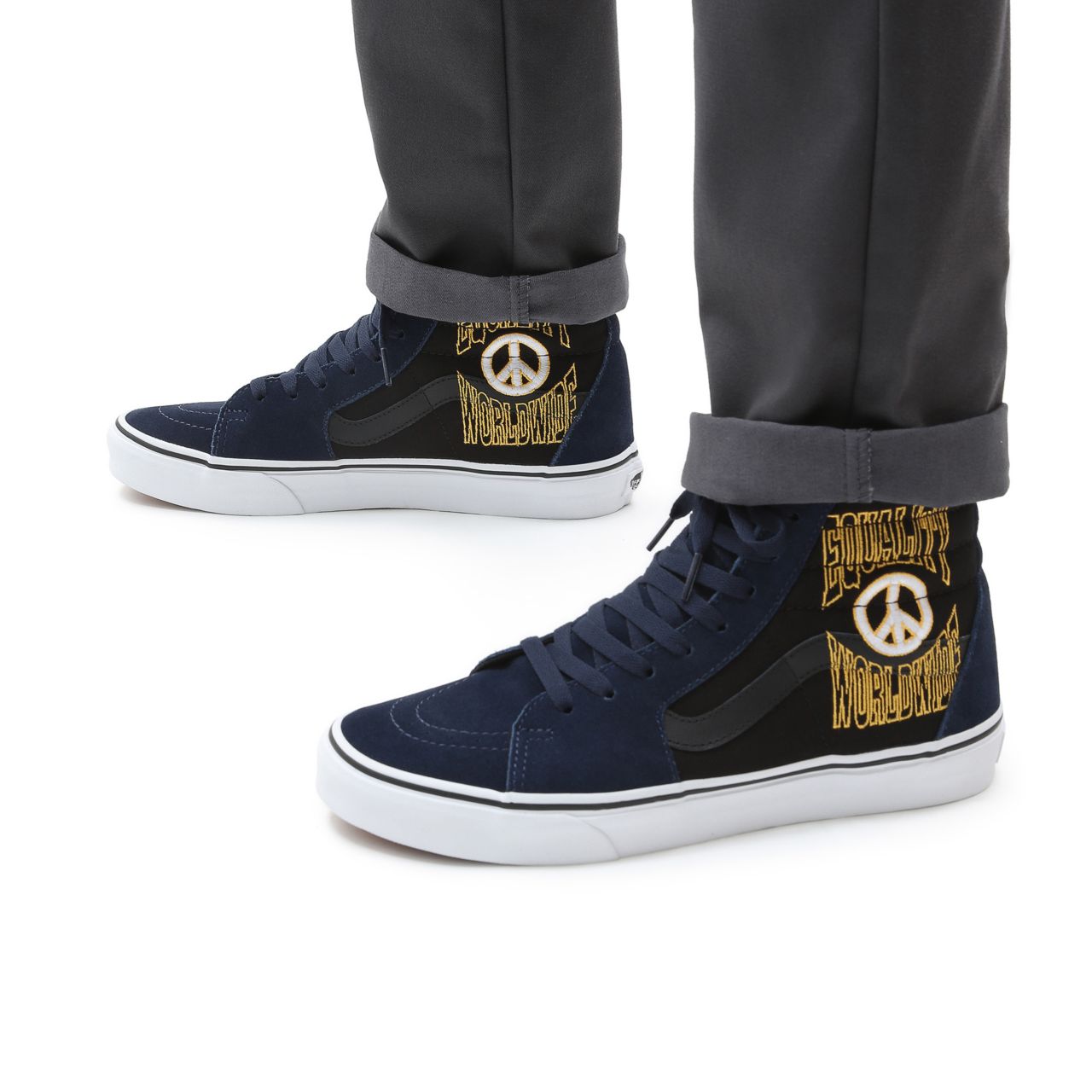 Vans Take A Stand Sk8-Hi Blue Classic Mens Womens - (Take A Stand) dress blues/black VN0A32QG9YJ Shoes