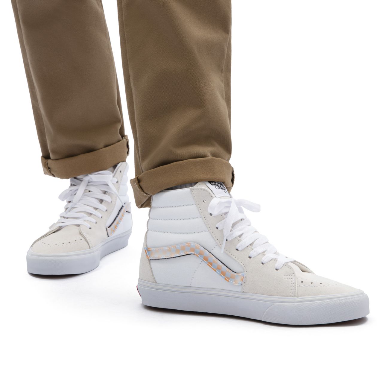 Vans Lenticular Sidestripe Sk8-Hi White Classic Mens Womens - (Lenticular Sidestripe) Blanc De Blanc/True White VN0A5KRHA53 Shoes