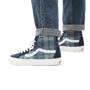 Vans Anaheim Factory Sk8-Hi 38 DX Blue Classic Mens Womens - (Anaheim Factory) pendleton/beach boy plaid VN0A38GF9GS Shoes