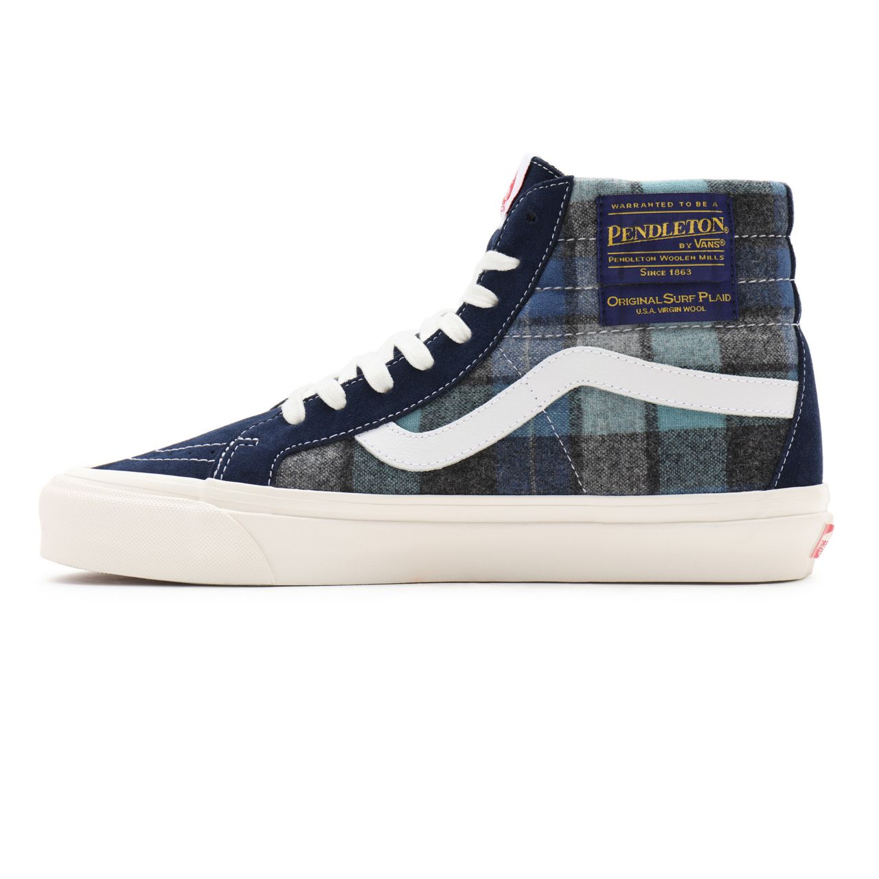 Vans Anaheim Factory Sk8-Hi 38 DX Blue Classic Mens Womens - (Anaheim Factory) pendleton/beach boy plaid VN0A38GF9GS Shoes