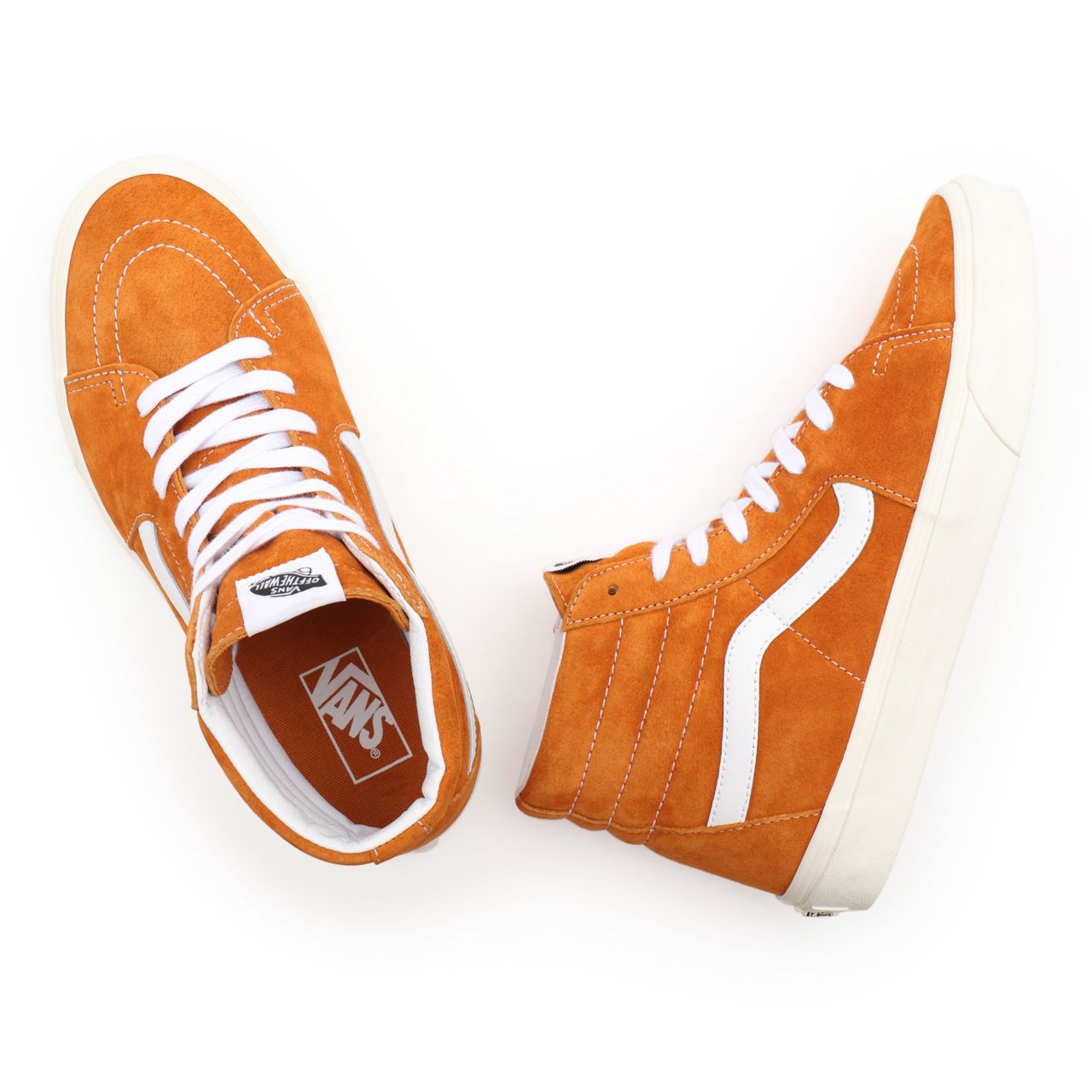 Vans Pig Suede Sk8-Hi Orange Classic Mens Womens - (Pig Suede) desert sun/snow white VN0A32QG9FZ Shoes