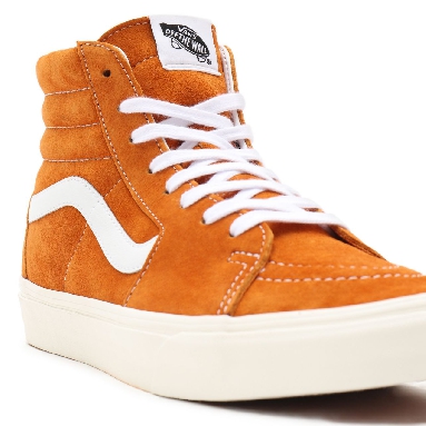 Vans Pig Suede Sk8-Hi Orange Classic Mens Womens - (Pig Suede) desert sun/snow white VN0A32QG9FZ Shoes