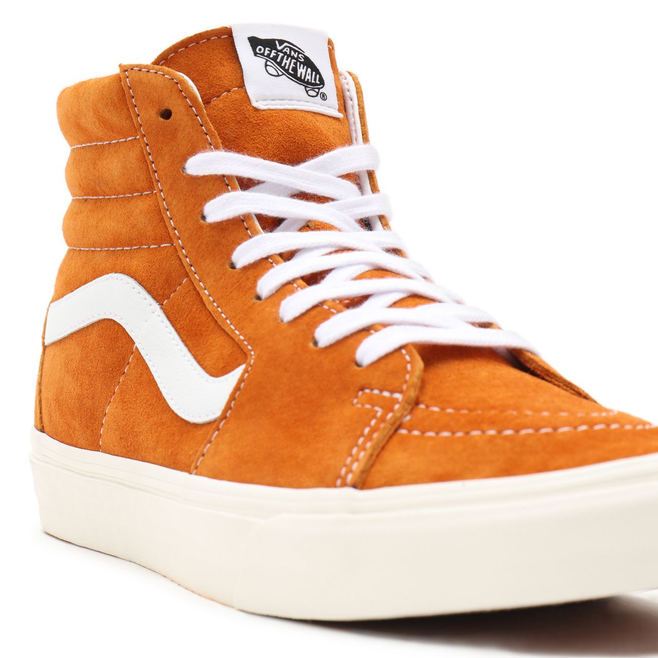 Vans Pig Suede Sk8-Hi Orange Classic Mens Womens - (Pig Suede) desert sun/snow white VN0A32QG9FZ Shoes