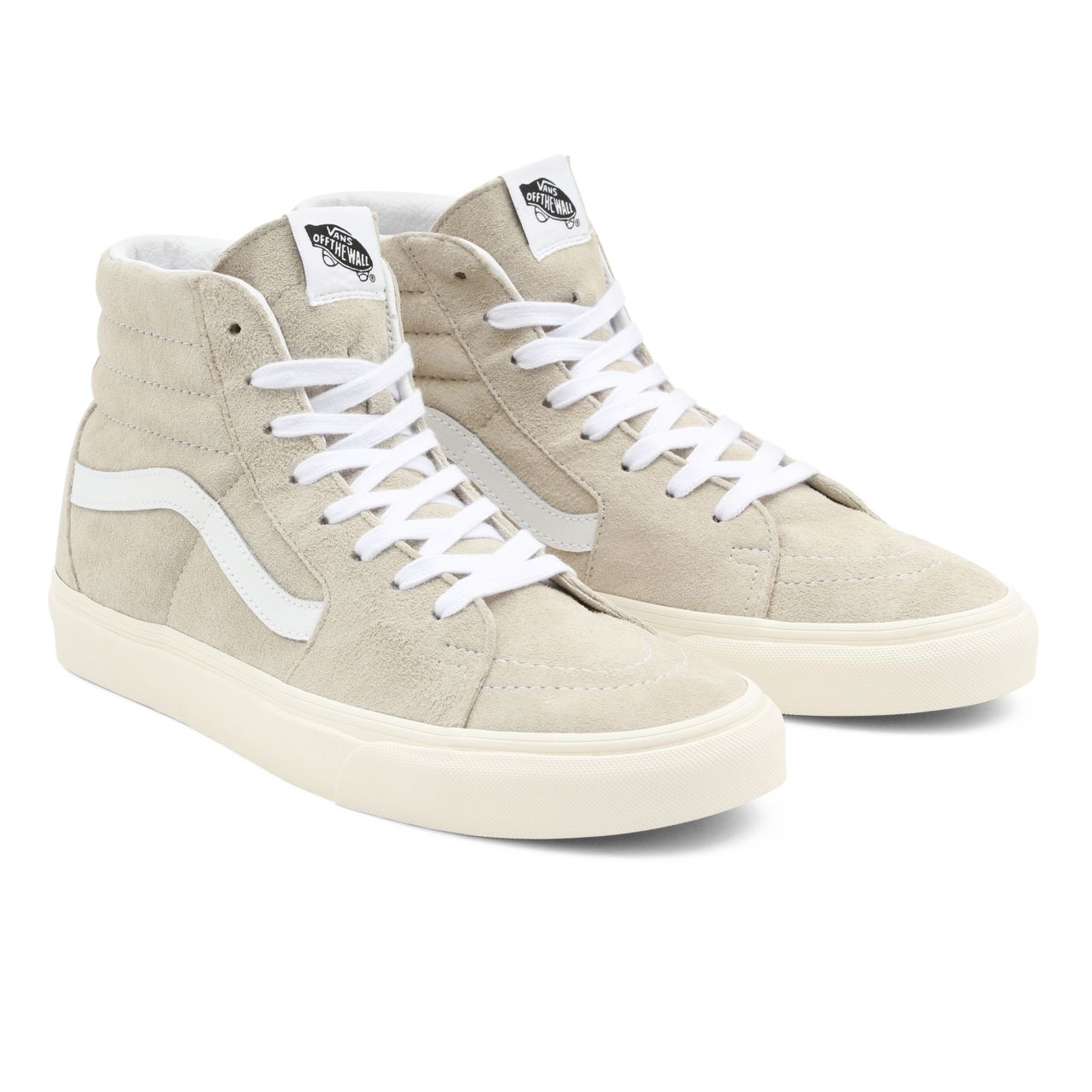 Vans Sk8-Hi Beige Classic Mens Womens - (Pig Suede) Oatmeal/Snow White VN0A5JMJ94V Shoes