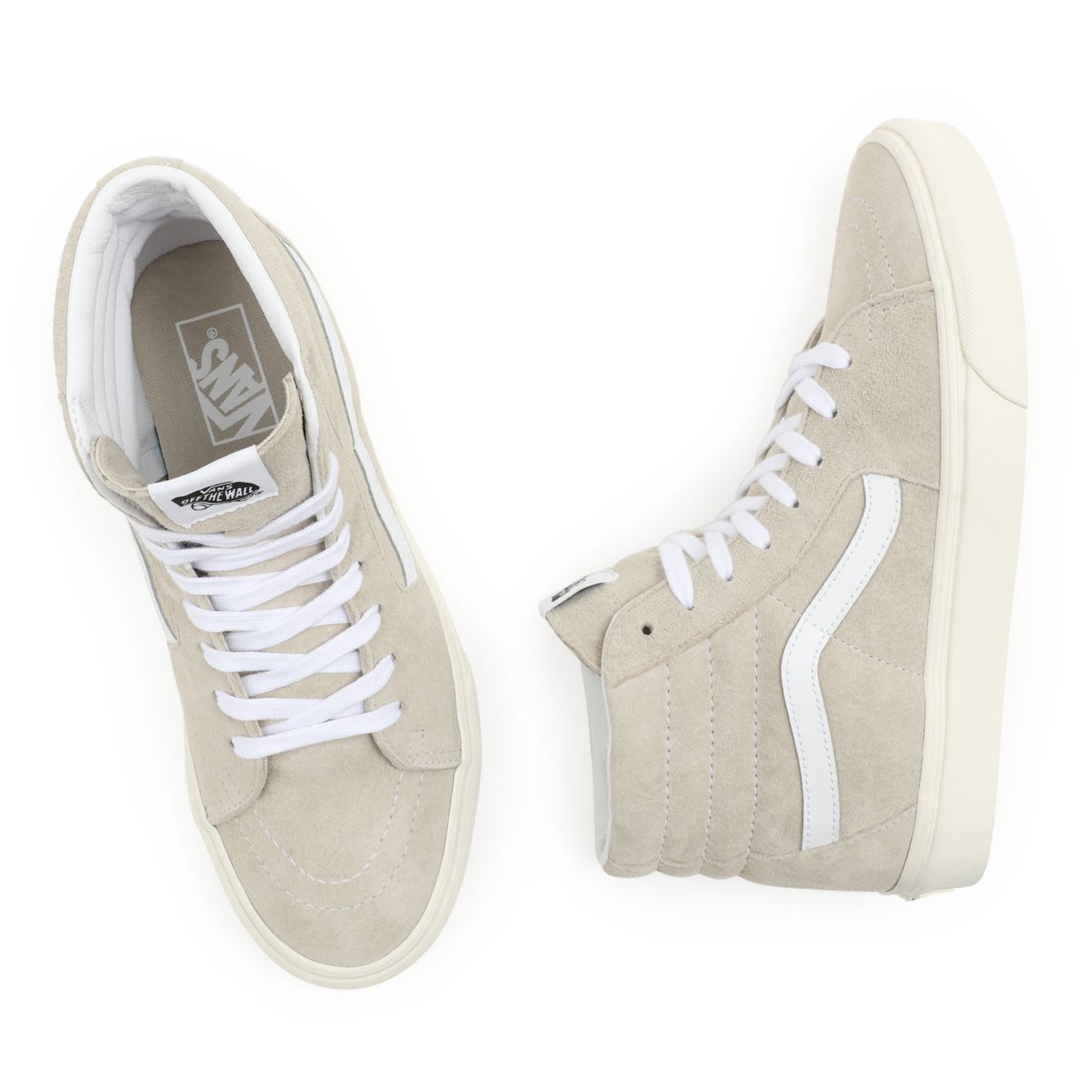 Vans Sk8-Hi Beige Classic Mens Womens - (Pig Suede) Oatmeal/Snow White VN0A5JMJ94V Shoes