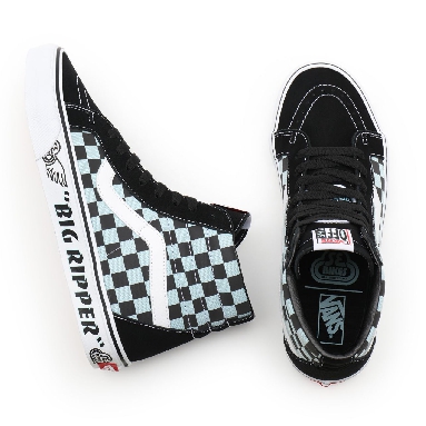 Vans X SE Bikes SK8-Hi Reissue Black Classic Mens Womens - (SE Bikes) big ripper/black/plume/reflective check VN0A4BV8A0E Shoes