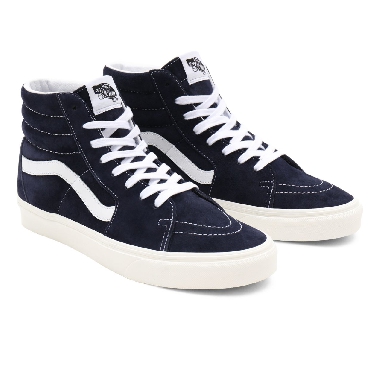 Vans Pig Suede Sk8-Hi Blue Classic Mens Womens - (Pig Suede) parisian night/snow white VN0A32QG9G5 Shoes