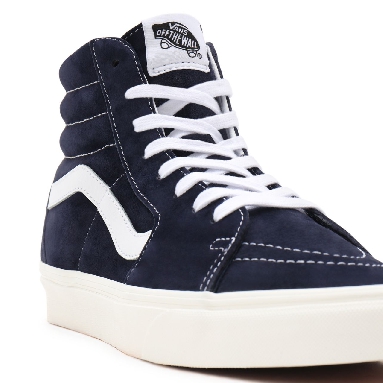 Vans Pig Suede Sk8-Hi Blue Classic Mens Womens - (Pig Suede) parisian night/snow white VN0A32QG9G5 Shoes