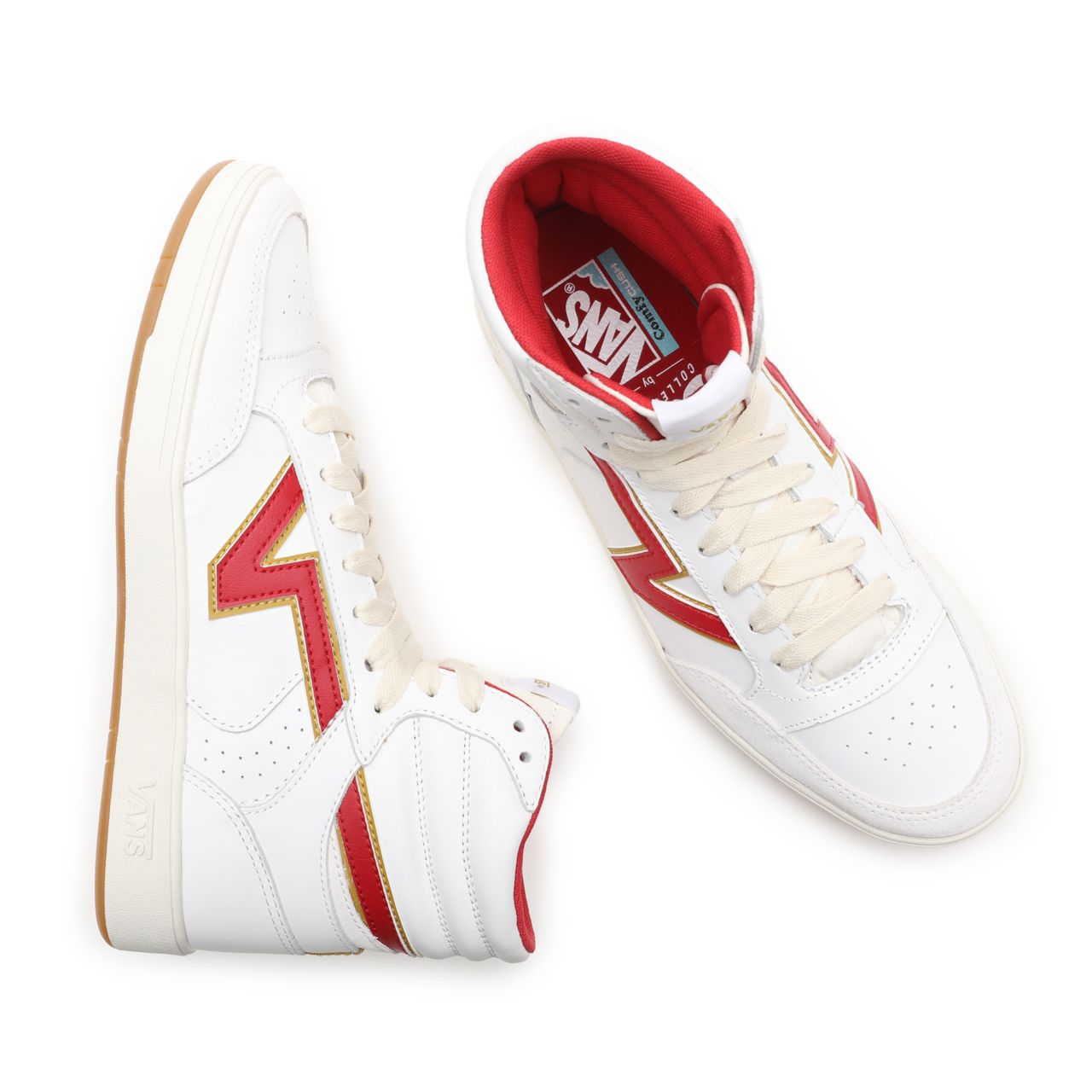 Vans Serio Collection Lowland Hi ComfyCush White Classic Mens Womens - (Serio Collection) true white/ chili pepper VN0A5DY94HX Shoes