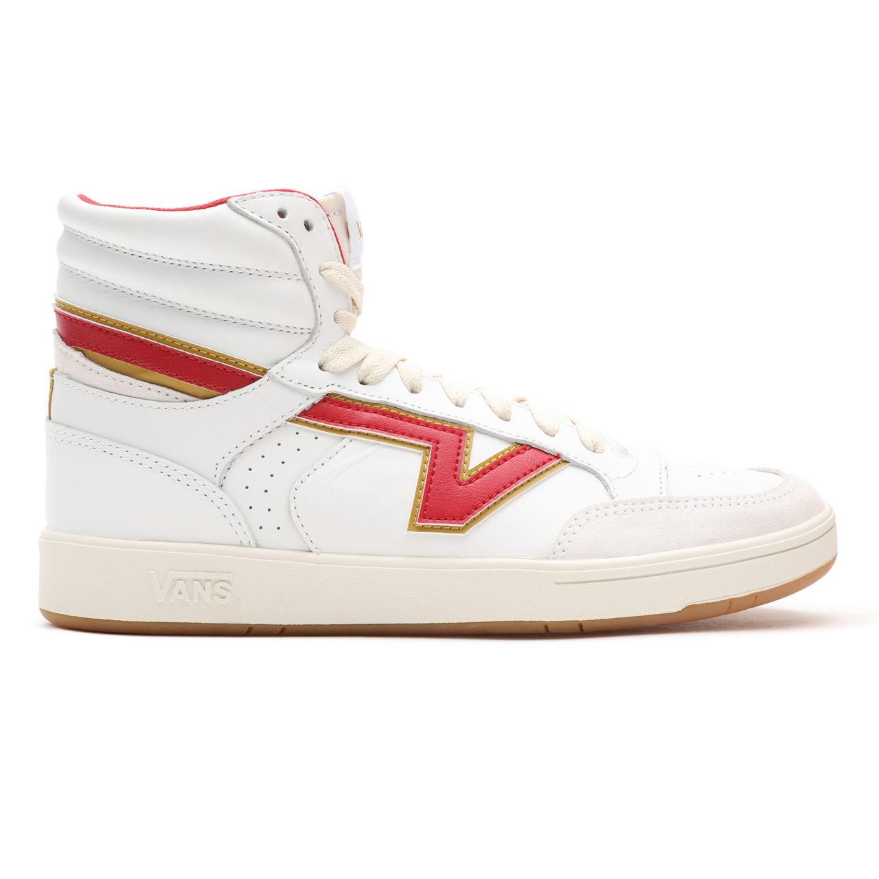 Vans Serio Collection Lowland Hi ComfyCush White Classic Mens Womens - (Serio Collection) true white/ chili pepper VN0A5DY94HX Shoes