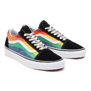 Vans Rainbow Drip Old Skool Black Classic Mens Womens - (Rainbow Drip) Black/Multi/True White VN0A5AO92CV Shoes