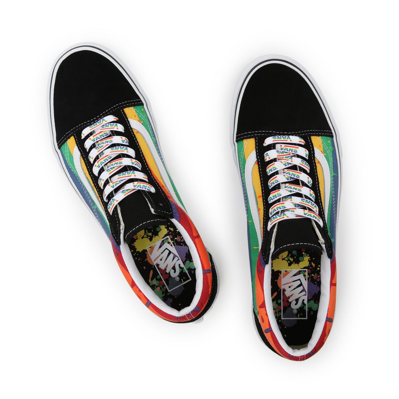 Vans Rainbow Drip Old Skool Black Classic Mens Womens - (Rainbow Drip) Black/Multi/True White VN0A5AO92CV Shoes