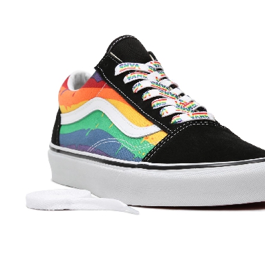 Vans Rainbow Drip Old Skool Black Classic Mens Womens - (Rainbow Drip) Black/Multi/True White VN0A5AO92CV Shoes