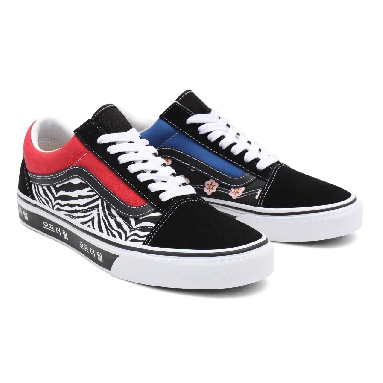 Vans Korean Typography Old Skool Black Classic Mens Womens - (Korean Typography) racing red/true blue VN0A38G19HW Shoes