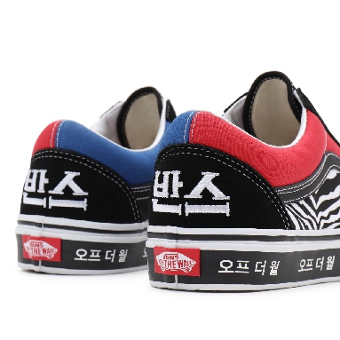 Vans Korean Typography Old Skool Black Classic Mens Womens - (Korean Typography) racing red/true blue VN0A38G19HW Shoes