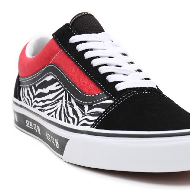 Vans Korean Typography Old Skool Black Classic Mens Womens - (Korean Typography) racing red/true blue VN0A38G19HW Shoes