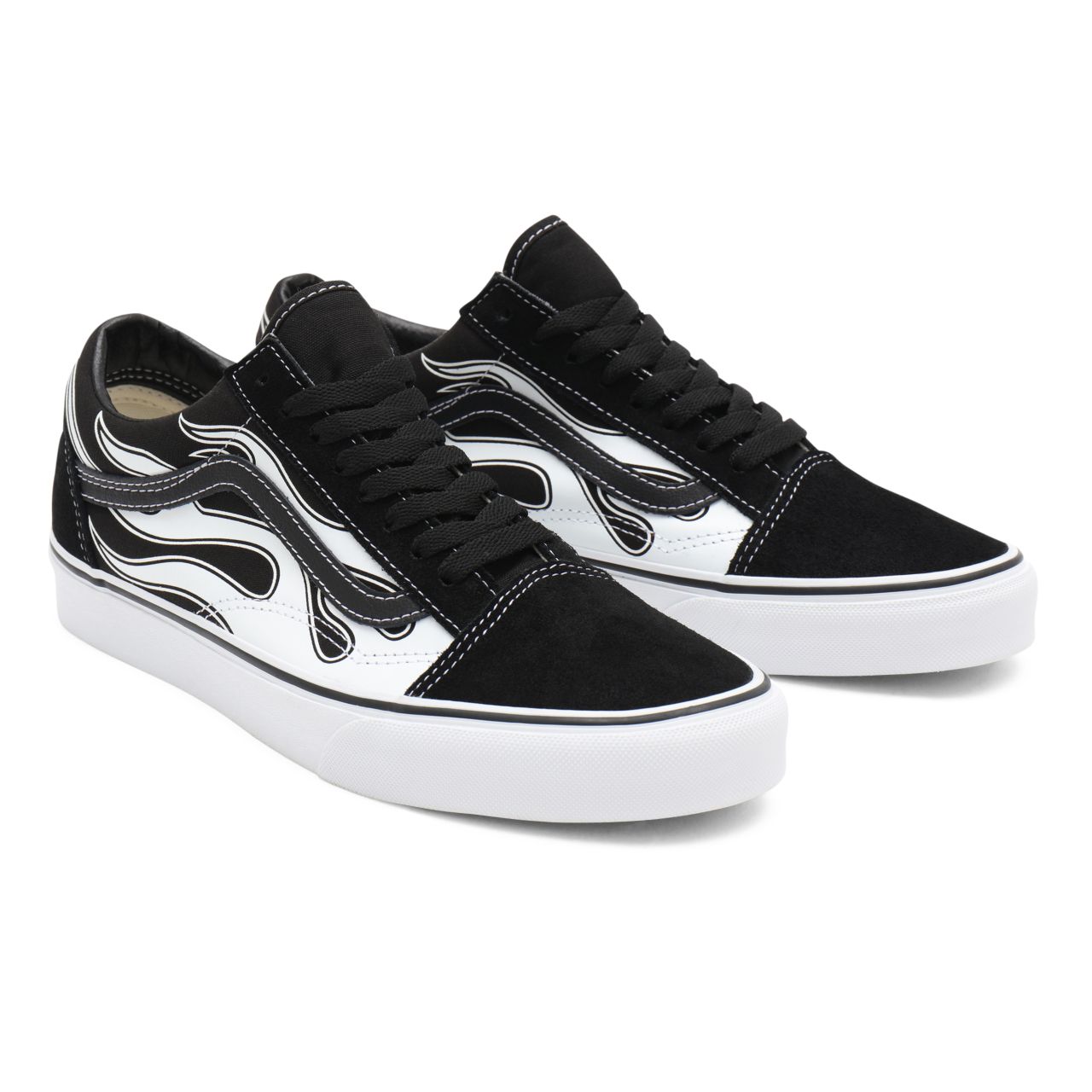 Vans Flame Old Skool Black Classic Mens Womens - (Flame) black/white VN0A38G1K68 Shoes