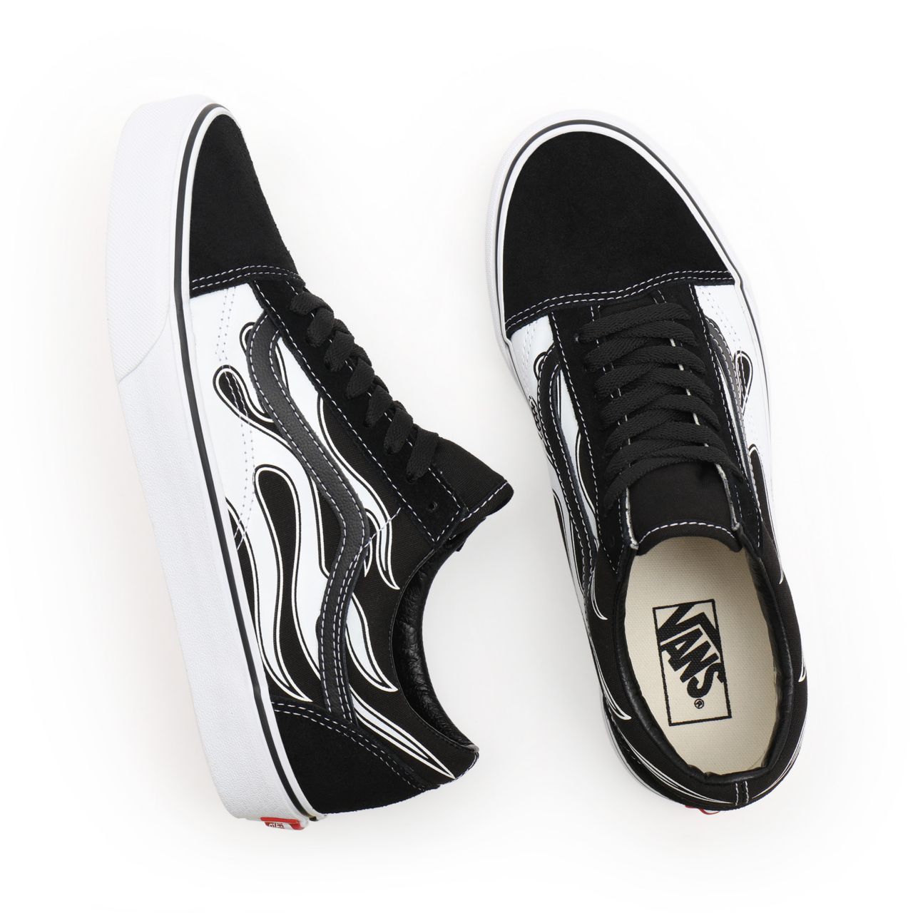 Vans Flame Old Skool Black Classic Mens Womens - (Flame) black/white VN0A38G1K68 Shoes