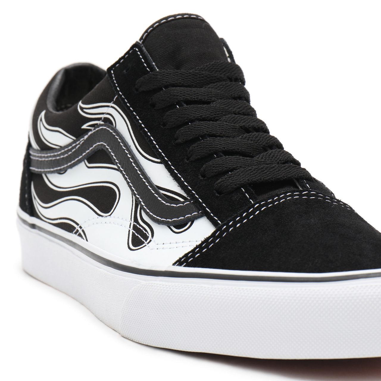 Vans Flame Old Skool Black Classic Mens Womens - (Flame) black/white VN0A38G1K68 Shoes