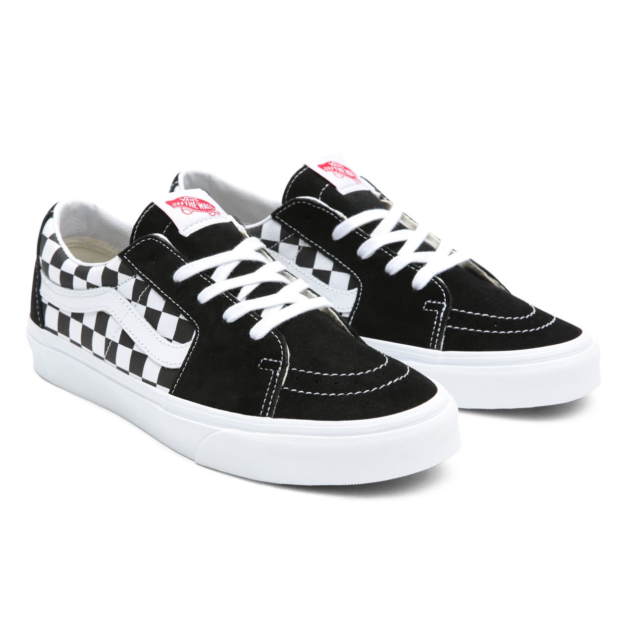 Vans Canvas/Suede SK8-Low Black Classic Mens Womens - (Canvas/Suede) Black/Checkerboard VN0A4UUK4W7 Shoes