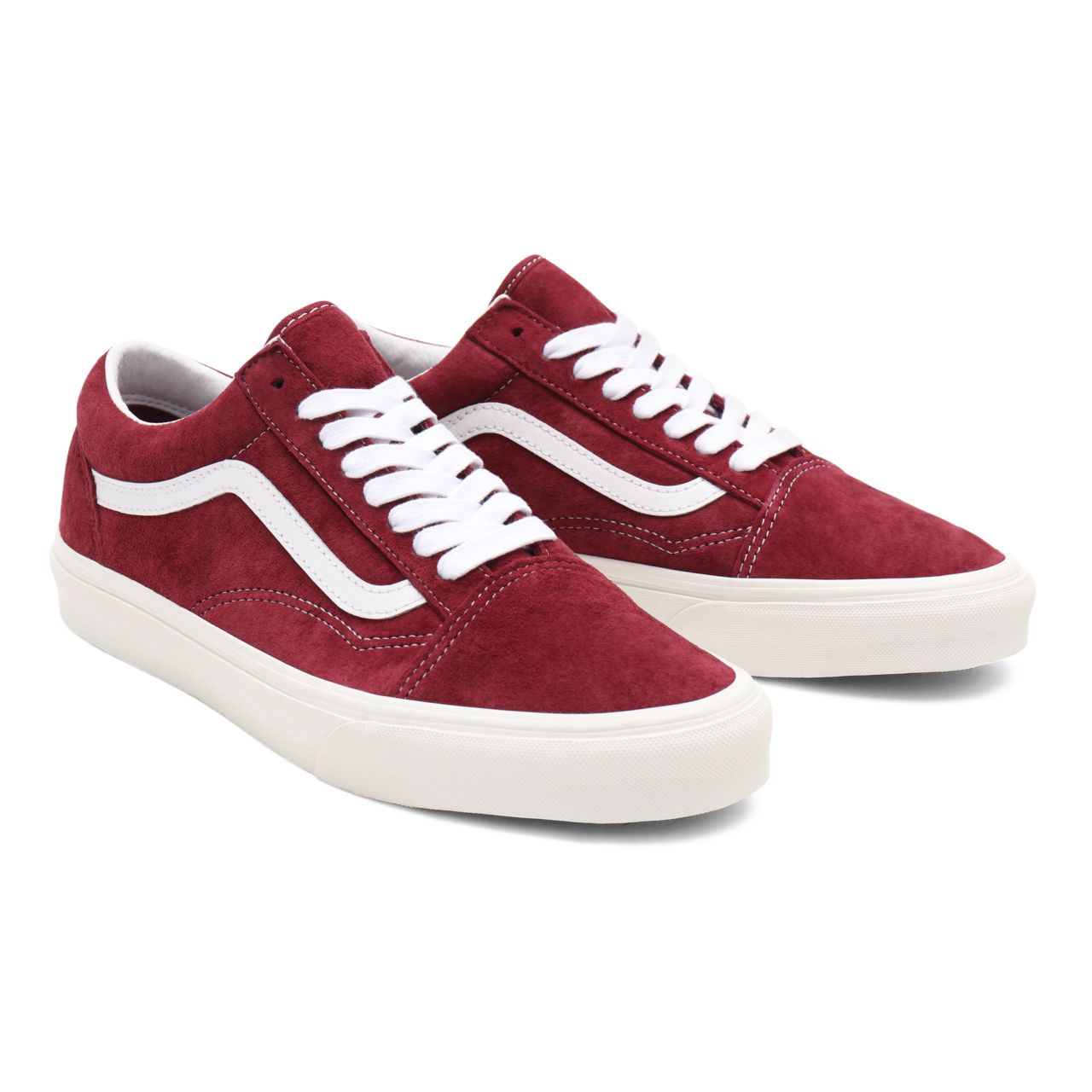 Vans Pig Suede Old Skool Red Classic Mens Womens - (Pig Suede) pomegranate/snow white VN0A38G19G8 Shoes