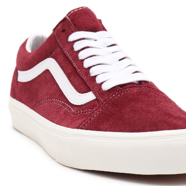 Vans Pig Suede Old Skool Red Classic Mens Womens - (Pig Suede) pomegranate/snow white VN0A38G19G8 Shoes