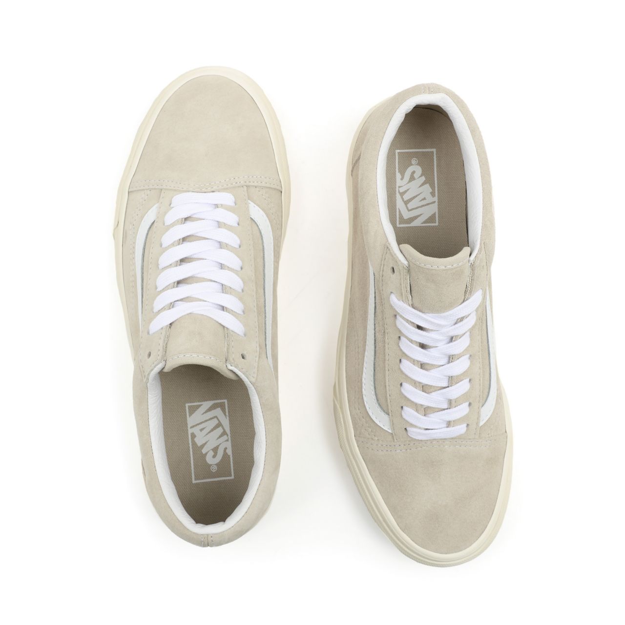 Vans Pig Suede Old Skool Beige Classic Mens Womens - (Pig Suede) Oatmeal/Snow White VN0A5JMI94V Shoes