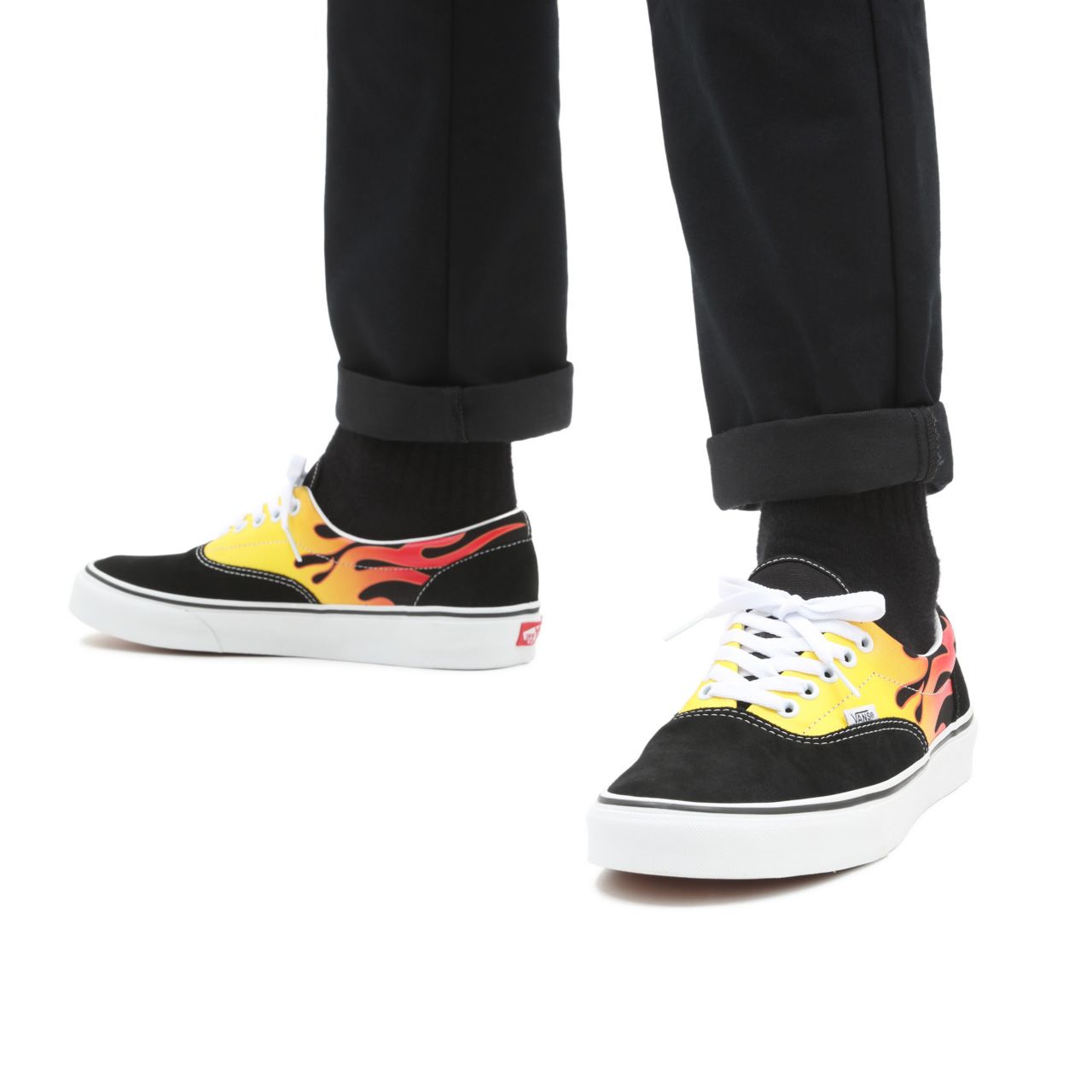 Vans Flame Era Black Classic Mens Womens - (Flame) Black/True White VN0A4BV4XEY Shoes