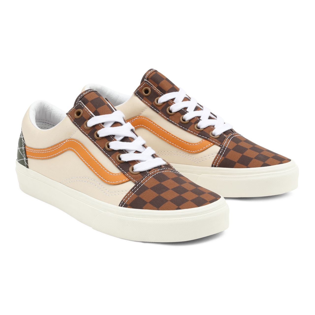 Vans Mixed Utility Old Skool Brown Classic Mens Womens - (Mixed Utility) Checkerboard/Multi VN0A5JMI94R Shoes