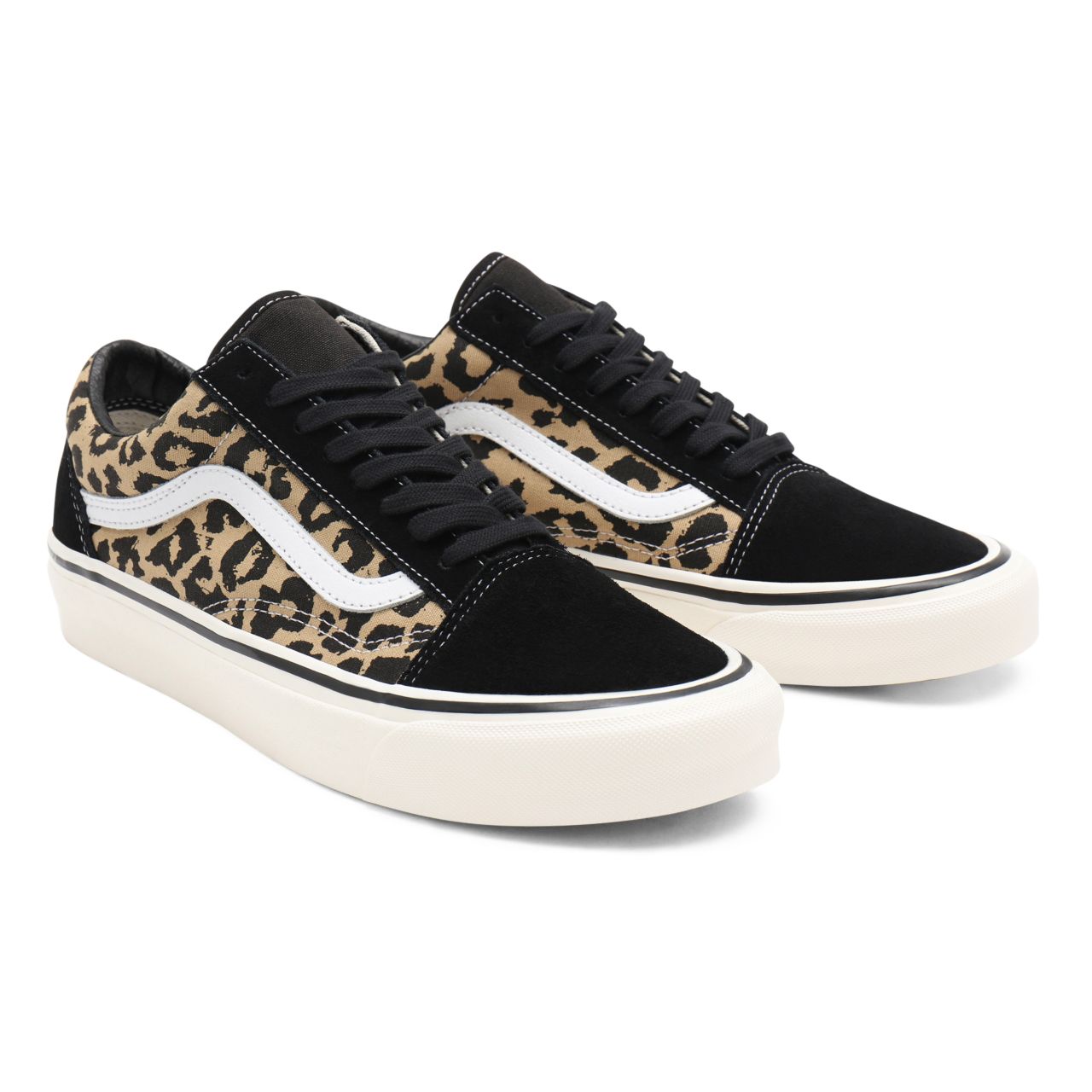 Vans Anahiem Factory Old Skool 36 DX Black Classic Mens Womens - (Anaheim Factory) black/tan leopard VN0A54F39GI Shoes