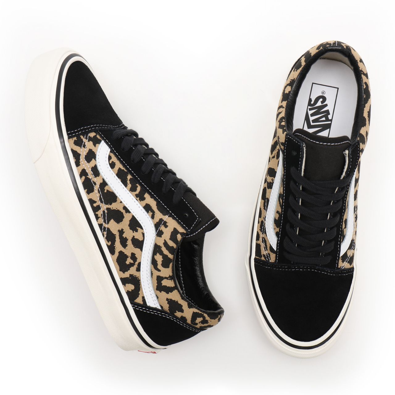 Vans Anahiem Factory Old Skool 36 DX Black Classic Mens Womens - (Anaheim Factory) black/tan leopard VN0A54F39GI Shoes