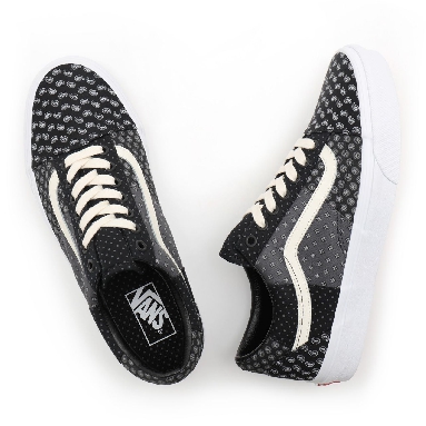 Vans Tie Print Patchwork Old Skool Black Classic Mens Womens - (Tie Print Patchwork) black/true white VN0A3WKT9XJ Shoes