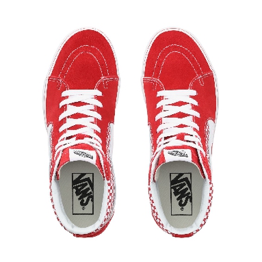 Vans Mix Checker Sk8-Hi Classic Mens Womens - (Mix Checker) Chili Pepper/True White VN0A38GEVK5 Shoes