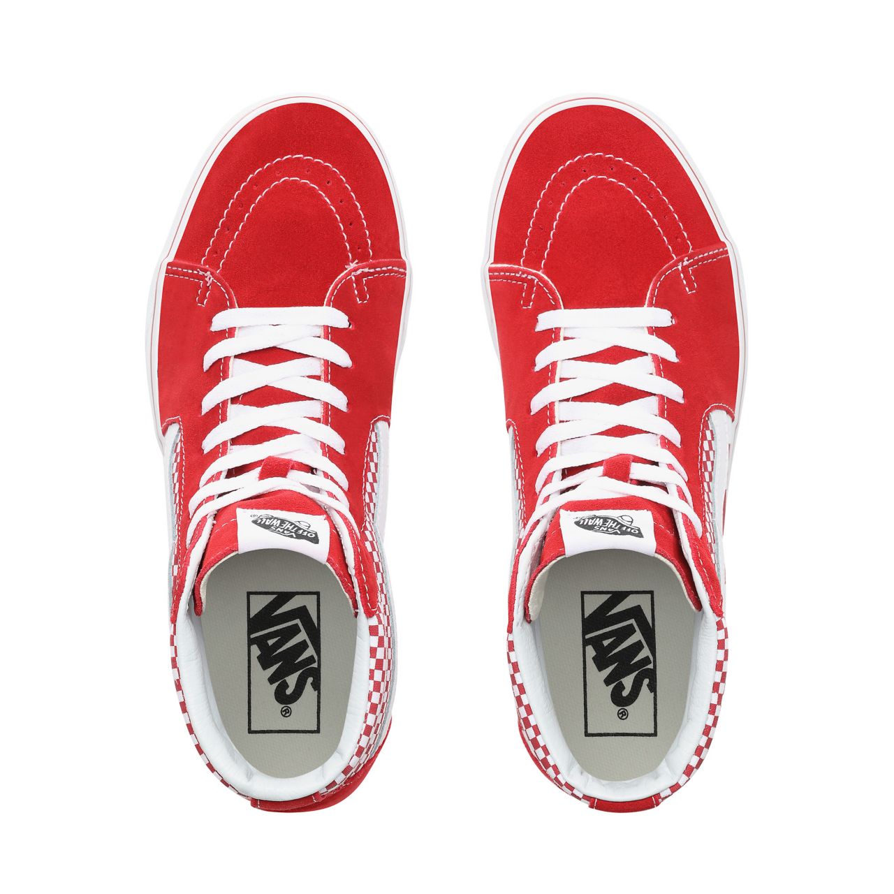 Vans Mix Checker Sk8-Hi Classic Mens Womens - (Mix Checker) Chili Pepper/True White VN0A38GEVK5 Shoes