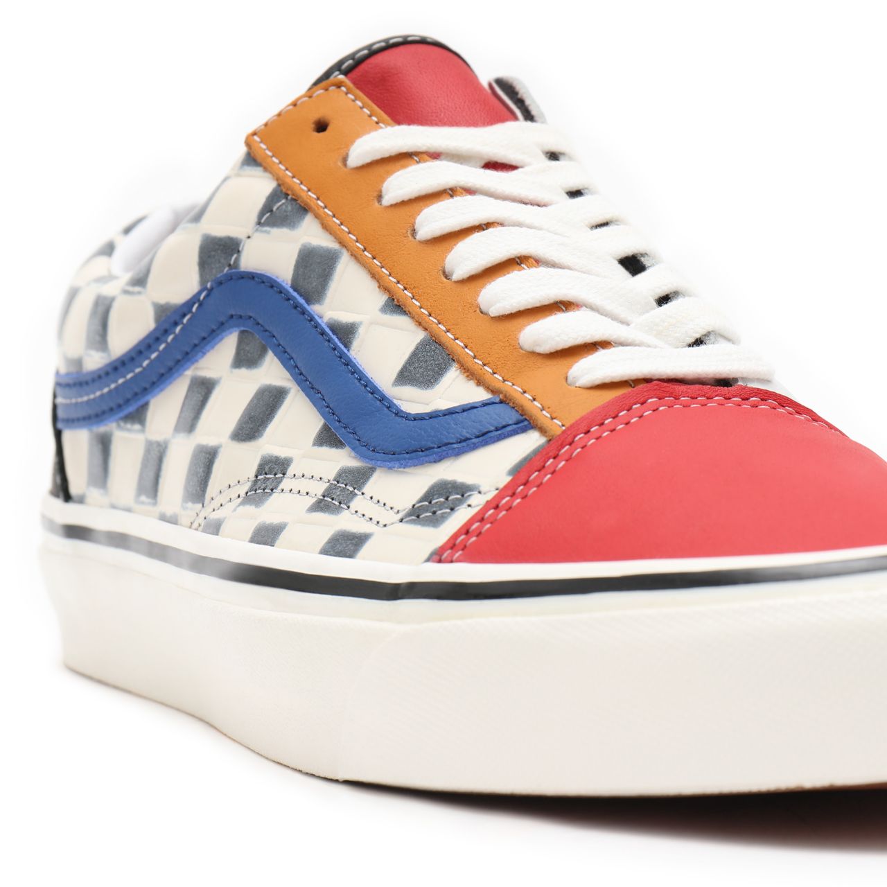 Vans Anahiem Factory Old Skool 36 DX Multicolour Classic Mens Womens - (Anaheim Factory) leather check/multi/red VN0A54F39XM Shoes