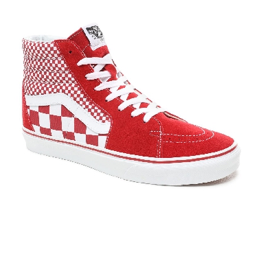 Vans Mix Checker Sk8-Hi Classic Mens Womens - (Mix Checker) Chili Pepper/True White VN0A38GEVK5 Shoes