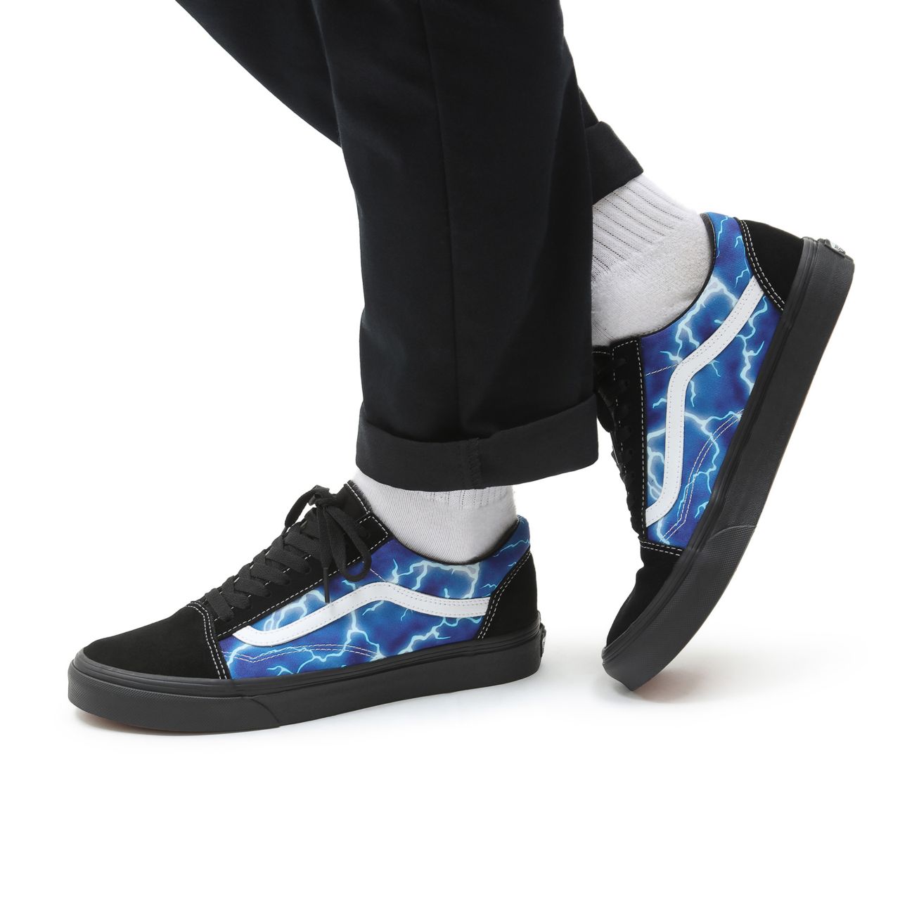 Vans Lightning Old Skool Blue Classic Mens Womens - (Lightning) black/blue VN0A3WKT9FT Shoes