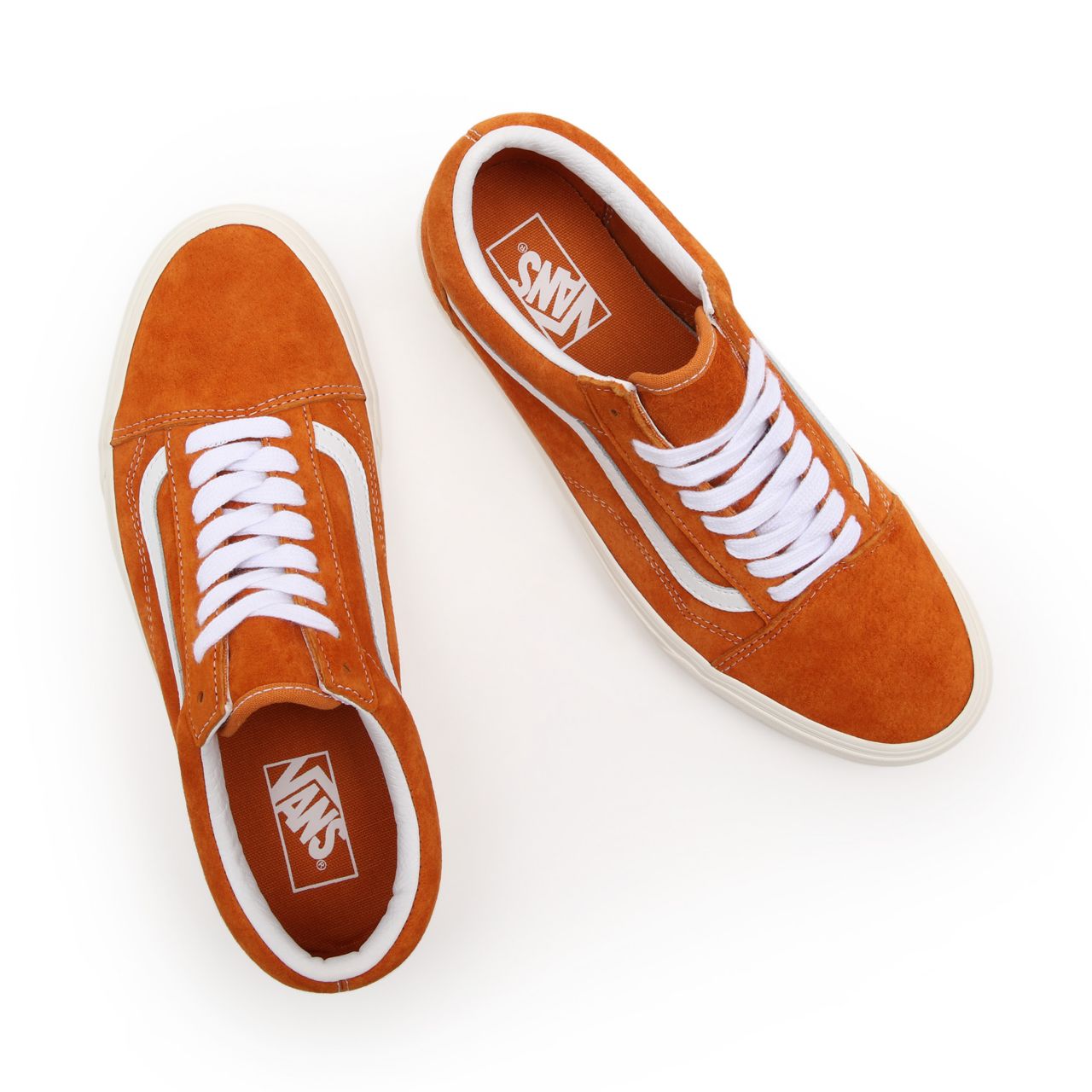 Vans Pig Suede Old Skool Orange Classic Mens Womens - (Pig Suede) desert sun/snow white VN0A38G19FZ Shoes