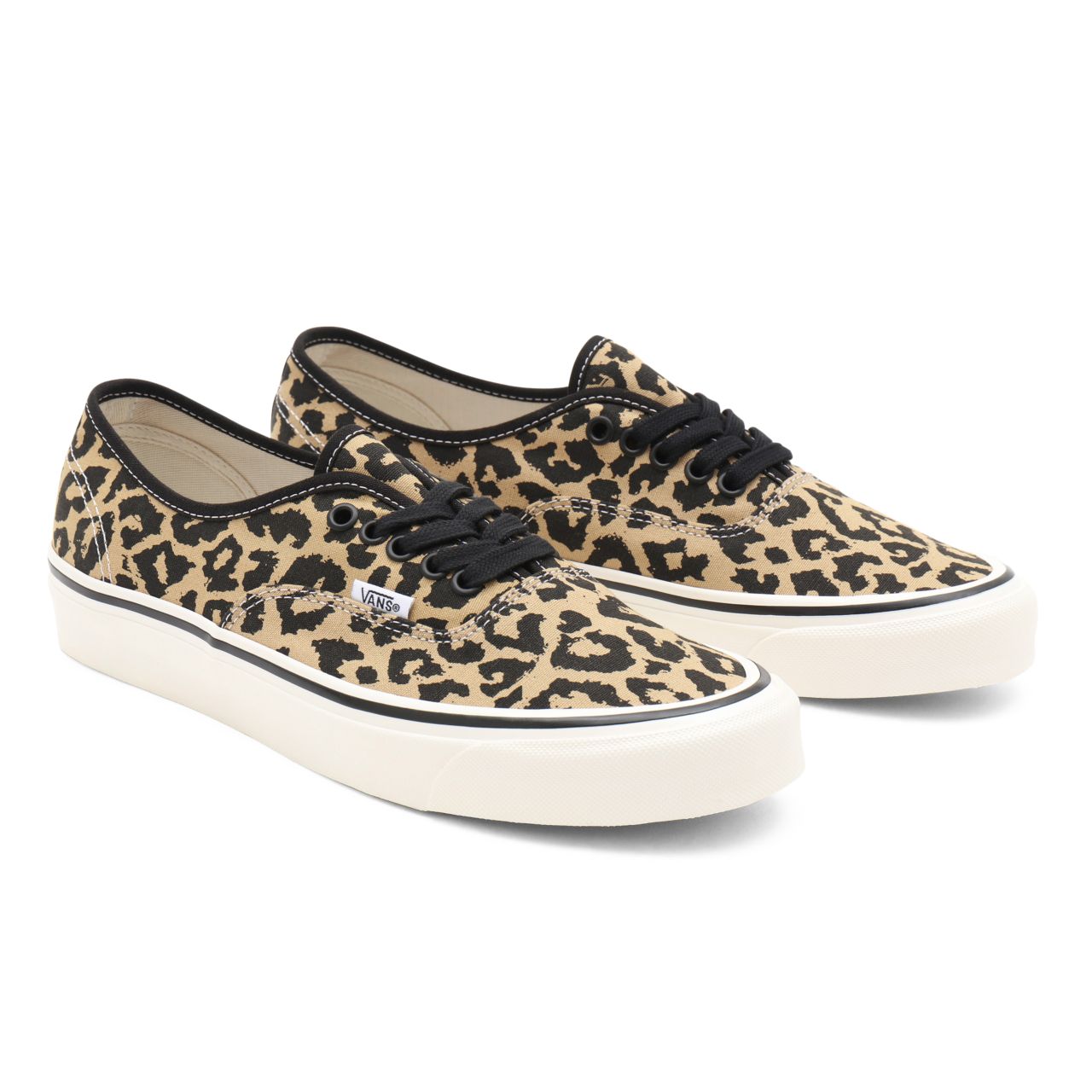 Vans Anaheim Factory Authentic 44 DX Black Classic Mens Womens - (Anaheim Factory) black/tan leopard VN0A54F29GI Shoes