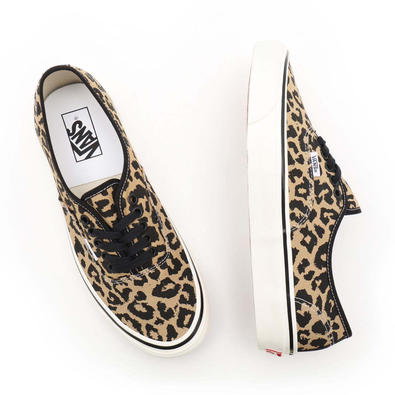 Vans Anaheim Factory Authentic 44 DX Black Classic Mens Womens - (Anaheim Factory) black/tan leopard VN0A54F29GI Shoes